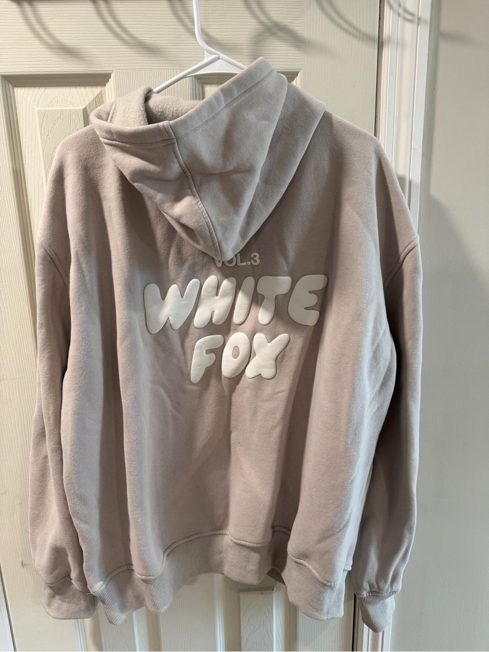 White Fox Boutique Beige White 'WHITE FOX' Logo Hoodie